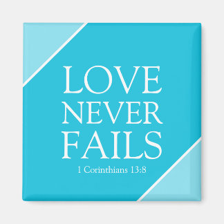 Íman Amor Nunca Falha 1 Corinthians 13:8 Escritura Azul