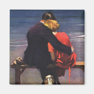 Íman Amor romântico do vintage, romance na praia