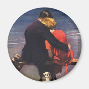 Íman Amor romântico do vintage, romance na praia