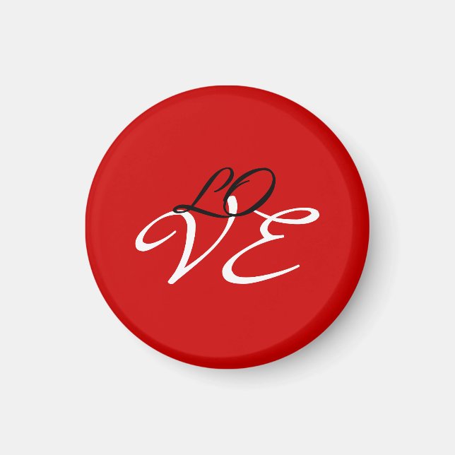 Íman Amor Vermelho Branco Preto Cor Script Caligráfico (Frente)