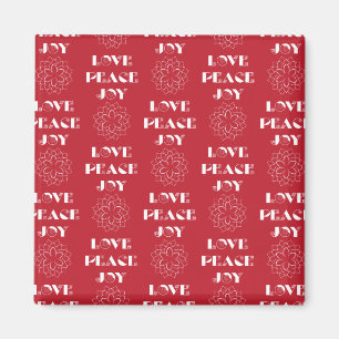Íman Amor Vermelho e Branco Minimalista, Paz, Alegria