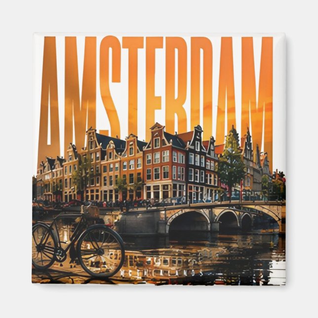 Íman Amsterdã Holanda Canais Dourados 🗺️ (Frente)