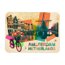 Amsterdã Holanda Canal Arte Pop Vintage Viagem