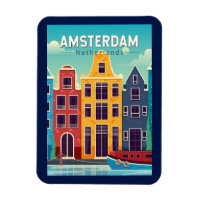 Amsterdã Holanda Colorful Houses Viagem Retro