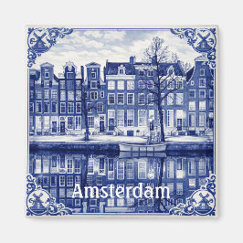 Íman Amsterdam canal houses square magnet