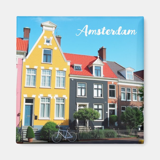 Íman Amsterdam Holland Houses Travel souvenir (Frente)