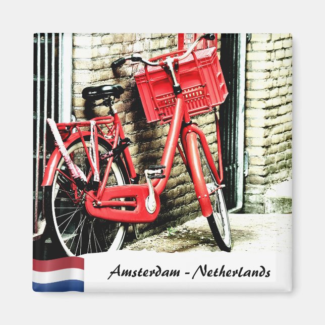 Íman Amsterdam, Red Bicycle, Netherlands (Frente)