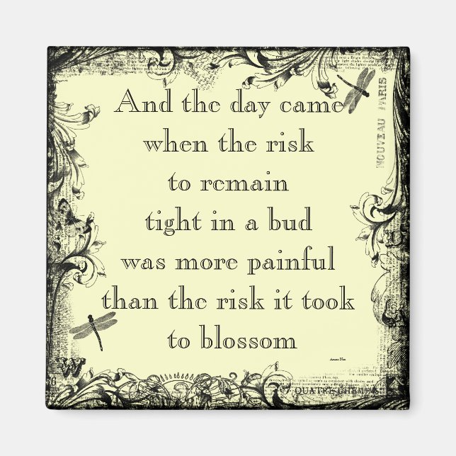 Íman Anais Nin Risk Quote Magnet (Frente)