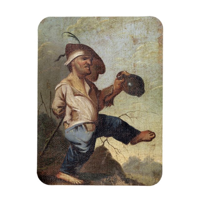 Íman Anão segurando um jarro (óleo na canvas colocado e (Vertical)