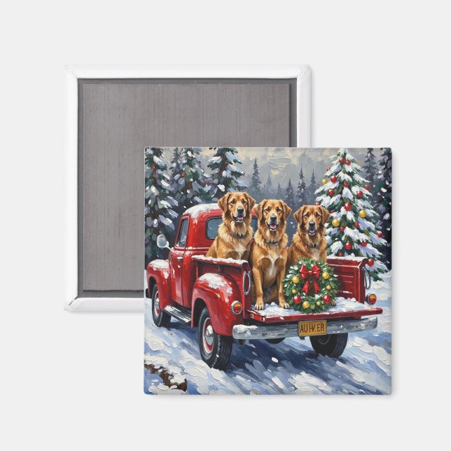 Íman Anatolian Shepherd Dog Christmas Red Truck Holiday (Front/Back)