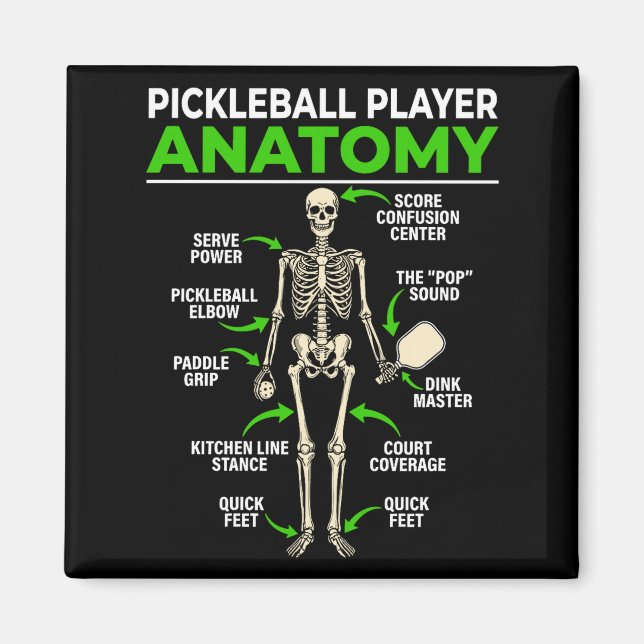 Íman anatomia de jogador de pickleball engraçado dink p (Frente)