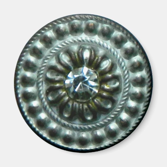 Íman Ancião broche prateado com gema (Frente)