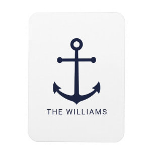 Íman Âncora Azul do Marinho Náutico e Nome Personalizad