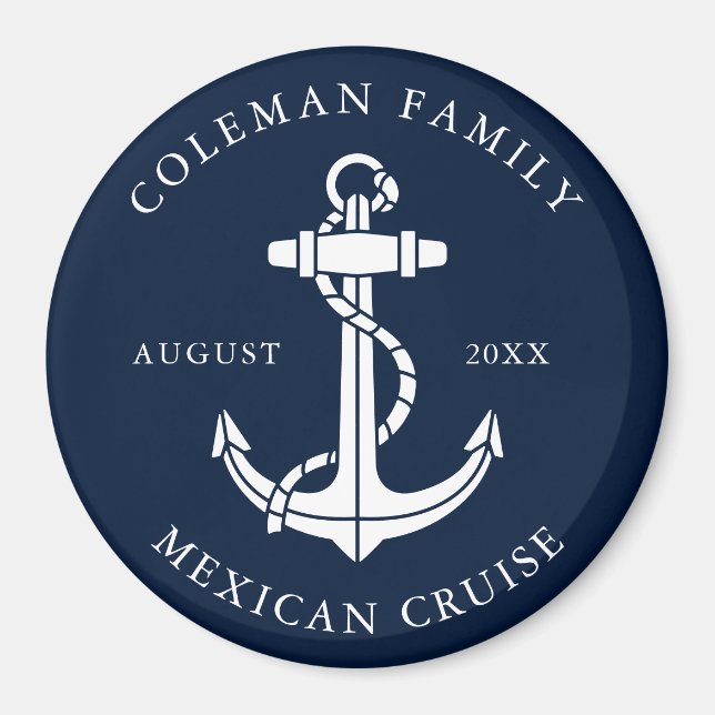 Íman Âncora de barco de cruzeiro náutico personalizado  (Frente)