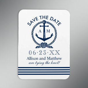 Íman Âncora de Casamento Azul Marinho Save the Date
