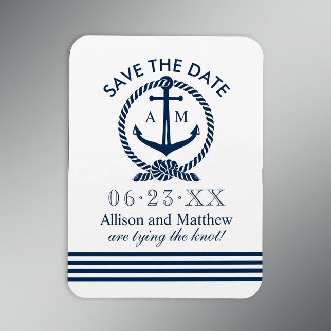 Íman Âncora de Casamento Azul Marinho Save the Date (Criador carregado)