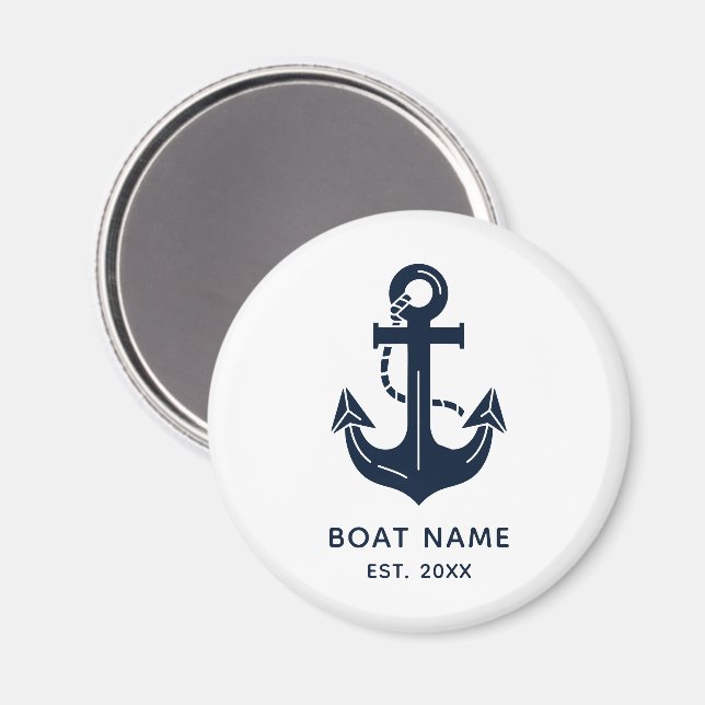 Íman Âncora Náutica Personalizada Nome do Barco (Front/Back)