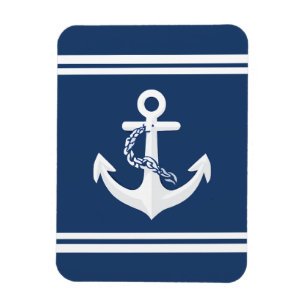 Íman Âncora Náutica Vela Barco Branco Azul Marinho