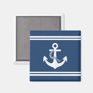 Íman Âncora Náutica Vela Barco Branco Azul Marinho