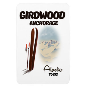 Íman Ancoradouro de Girdwood poster de esqui no Alasca