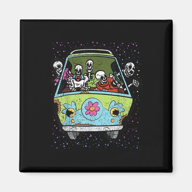 Íman Andando Hippie Van Halloween Costume Retro Bones (Frente)