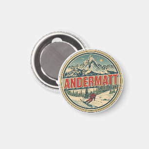 Íman Andermatt Vintage esqui Suíça Alpes Suíços present