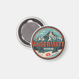 Íman ANDERMATT Vintage esqui Suíça Alpes Suíços present
