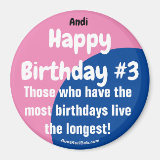 Íman Andi Happy Birthday #3 Girl Magnet