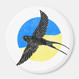 Íman Andorinha sobre Azul e Amarelo, design Ucraniano