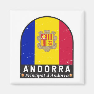 Íman Andorra Flag Emblem Distress Vintage