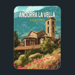 Íman Andorra la Vella Viagem Art Vintage<br><div class="desc">Andorra la Vella retro vetor viagem design. Andorra la Vella é a capital de Andorra,  nas montanhas dos Pirenéus entre a França e a Espanha.</div>