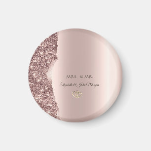 Íman Aneis de Ouro com Brilho em Dourado Rosa Elegante