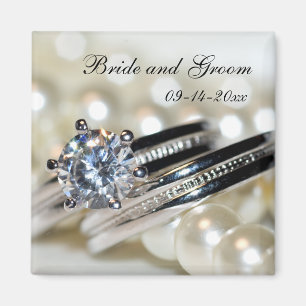 Íman Anéis e pérolas brancas que Wedding economias a