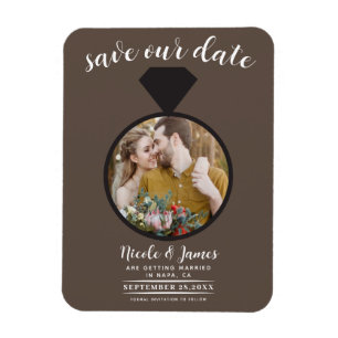 Íman Anel de casamento marrom médio Foto Save the Date