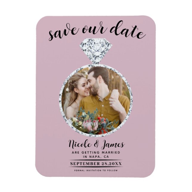 Íman Anel de Diamante Rosa Poeira com Brilho para Save  (Vertical)