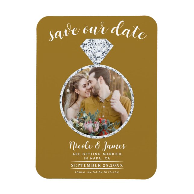 Íman Anel de Diamante Rustic Gold Bling Foto Save the D (Vertical)