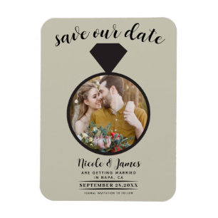 Íman Anel de Noiva Bege Caqui Foto Save the Date