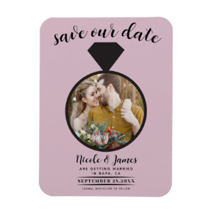 Íman Anel de Noiva Rosa Poeirento Foto Save the Date