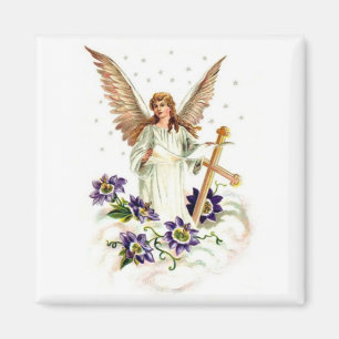 Íman Angel Com Flores De Cruz E Clematis