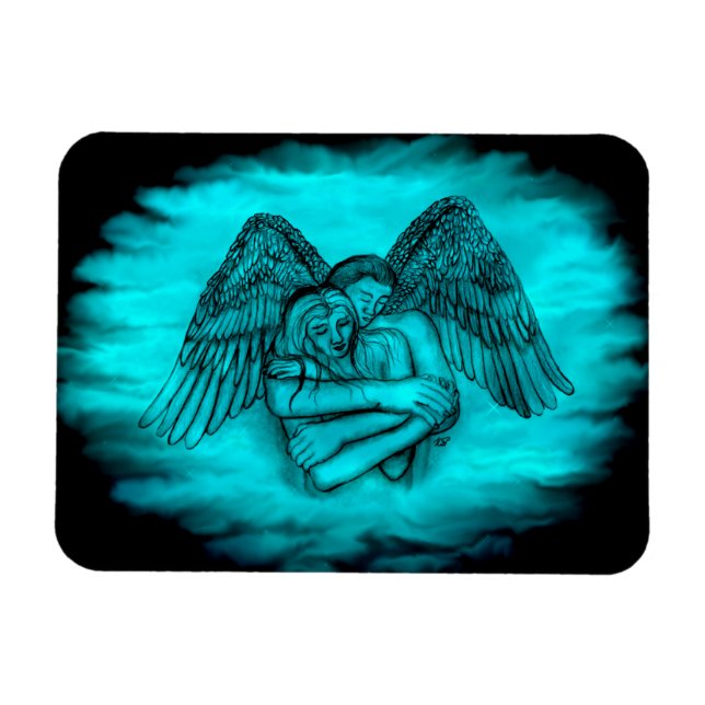 Íman Angel Eros in Love, design preto e verde (Horizontal)
