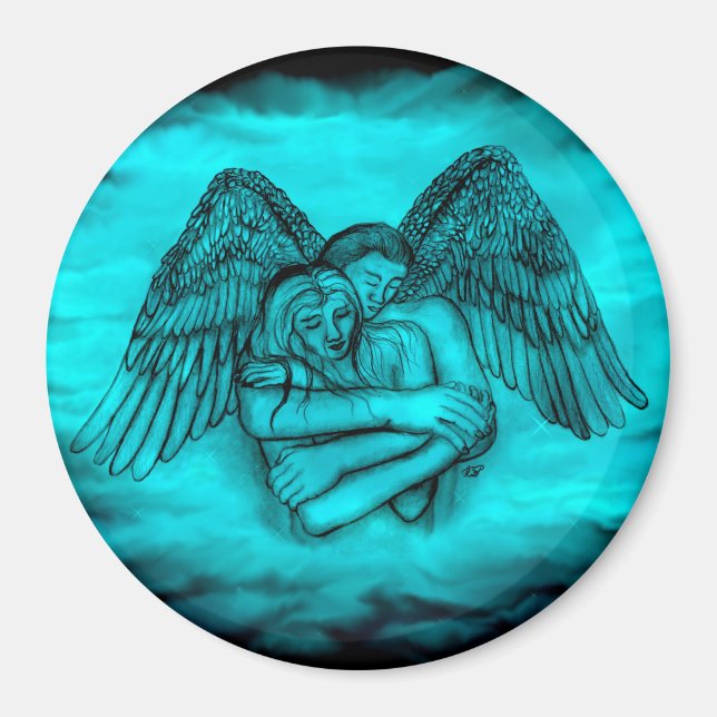 Íman Angel Eros in Love, design preto e verde (Frente)