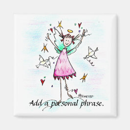 Íman Angel no Red Gown tem um esboço da Dove de Coraçõe