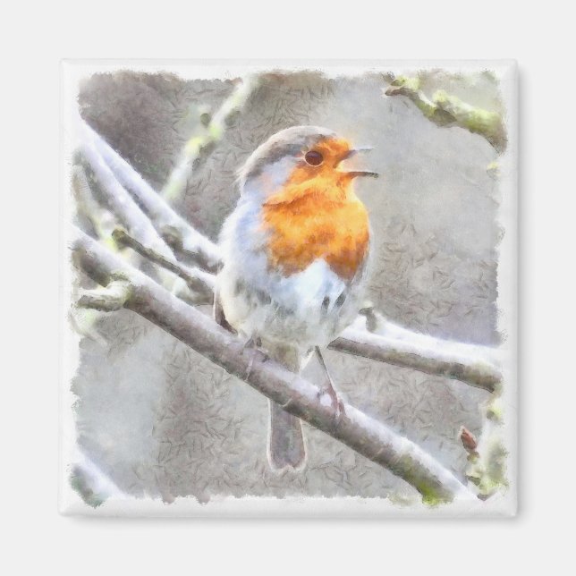 Íman Angelic Robin Watercolor (Frente)