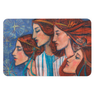 Íman Angels Art Nouveau Ginger Auburn Red Hair Mulheres