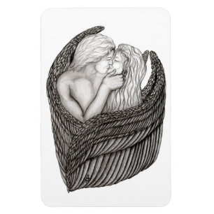 Íman Angels Kissing, Design preto e branco