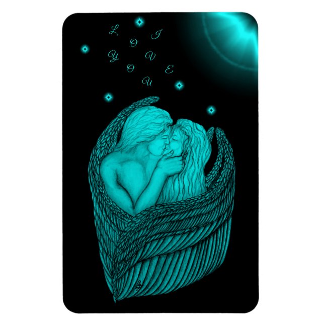 Íman Angels Kissing, Design preto e verde (Vertical)