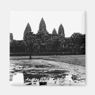 Íman Angkor Wat Camboja Black & White Magnet