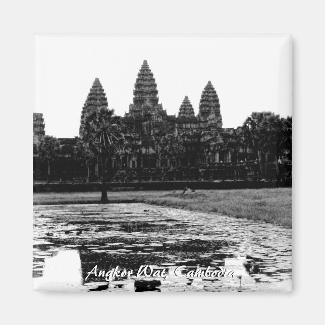 Íman Angkor Wat Camboja Black & White Magnet (Frente)