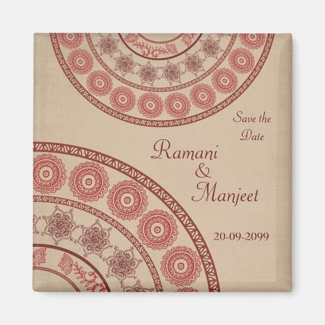Íman Anglo Indian Salve o Magnet de Casamento de Data (Frente)