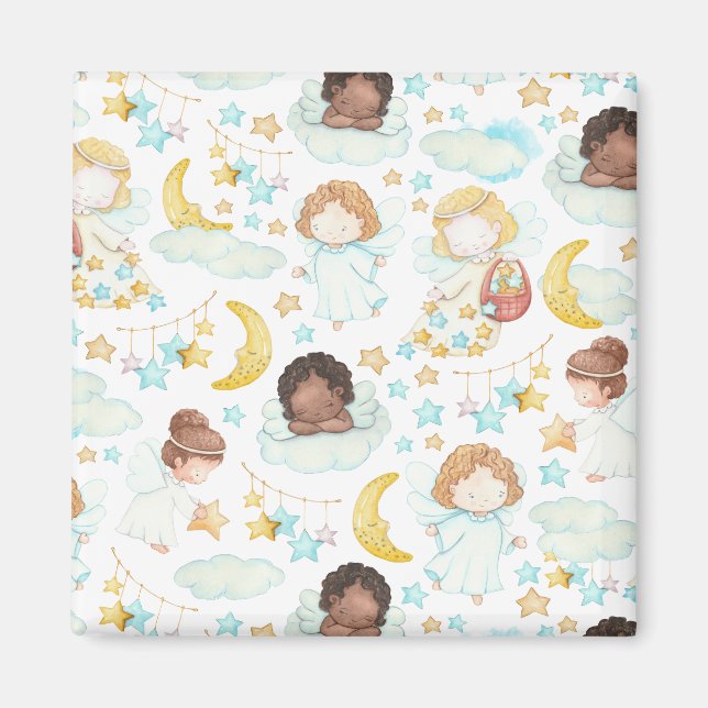 Íman Ângulos Adoráveis e Estrelas - Arte de Aquarela (Frente)